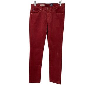 AG Adriano Goldschmied The Stevie Slim Straight Corduroy Pants Brick Red Sz 28